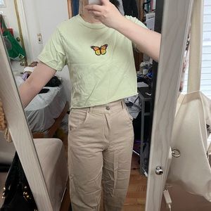 John Galt Green Butterfly Crop Top - one size